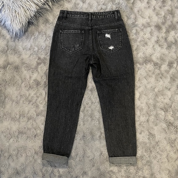 FN Black Acid-Wash Mom Jeans - Picture 2 of 5
